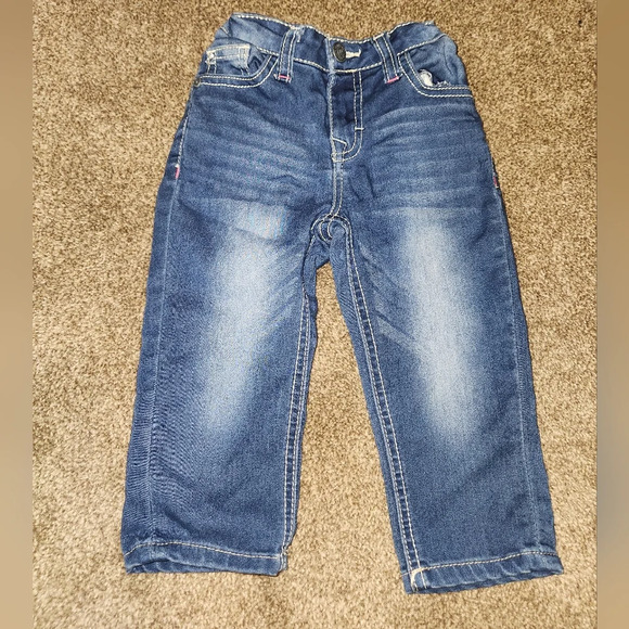 ๐ 3/$10 Lee Girl's 4T Cuffed Crop Adjustable Waist Blue Jeans - Picture 2 of 9